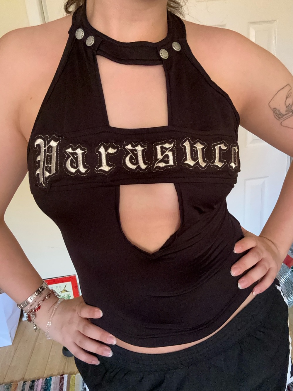 Parasuco Black Cutout Halter Top